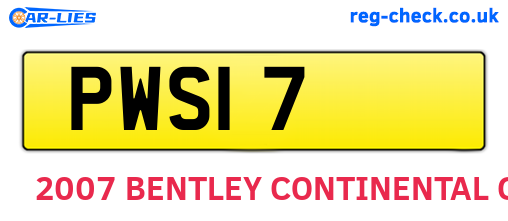 PWS17 are the vehicle registration plates.