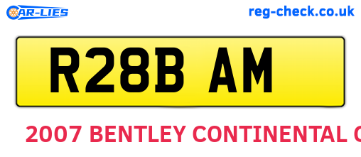 R28BAM are the vehicle registration plates.