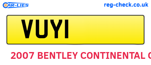VUY1 are the vehicle registration plates.