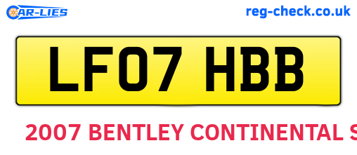 LF07HBB are the vehicle registration plates.