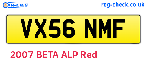 VX56NMF are the vehicle registration plates.