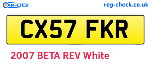 CX57FKR are the vehicle registration plates.