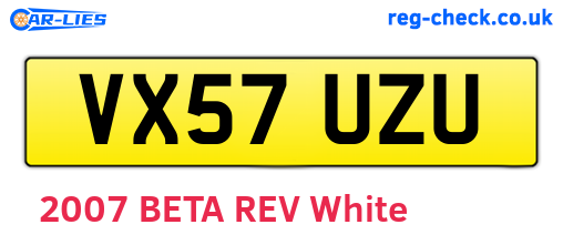 VX57UZU are the vehicle registration plates.