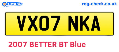 VX07NKA are the vehicle registration plates.