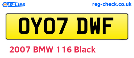 OY07DWF are the vehicle registration plates.