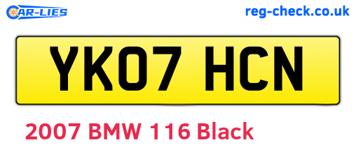 YK07HCN are the vehicle registration plates.