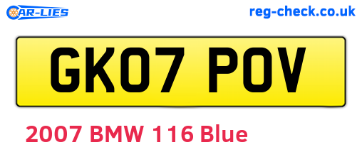 GK07POV are the vehicle registration plates.