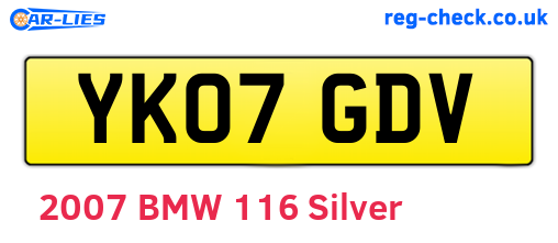 YK07GDV are the vehicle registration plates.