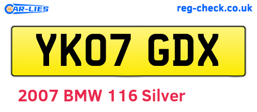 YK07GDX are the vehicle registration plates.