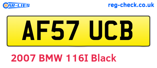 AF57UCB are the vehicle registration plates.