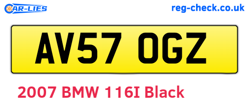 AV57OGZ are the vehicle registration plates.