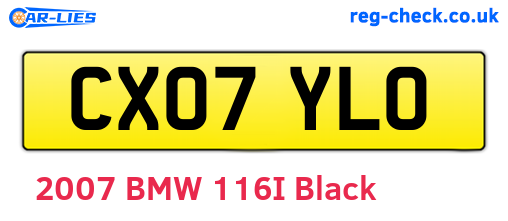 CX07YLO are the vehicle registration plates.