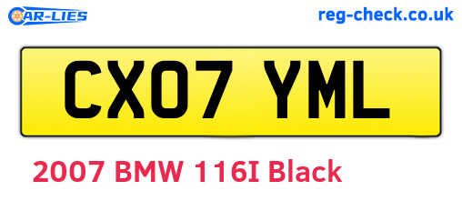 CX07YML are the vehicle registration plates.