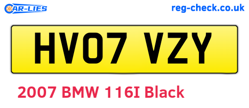 HV07VZY are the vehicle registration plates.
