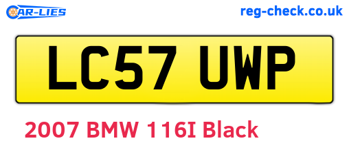 LC57UWP are the vehicle registration plates.