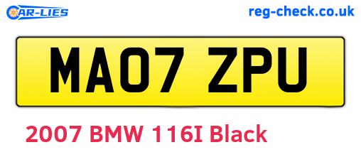 MA07ZPU are the vehicle registration plates.
