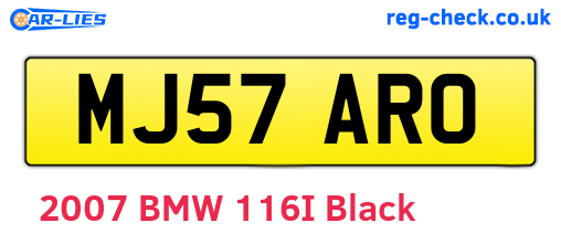 MJ57ARO are the vehicle registration plates.