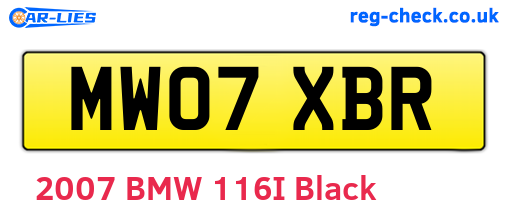 MW07XBR are the vehicle registration plates.