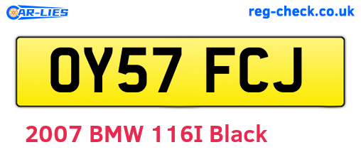 OY57FCJ are the vehicle registration plates.