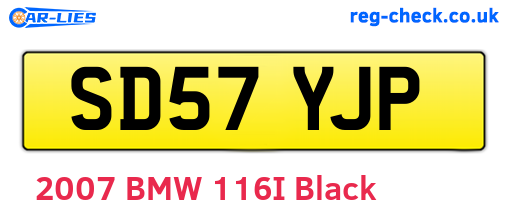SD57YJP are the vehicle registration plates.