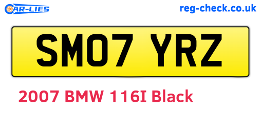 SM07YRZ are the vehicle registration plates.