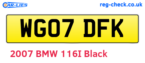 WG07DFK are the vehicle registration plates.