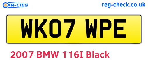 WK07WPE are the vehicle registration plates.