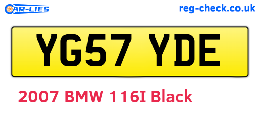 YG57YDE are the vehicle registration plates.