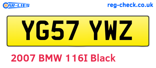 YG57YWZ are the vehicle registration plates.