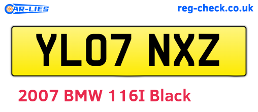 YL07NXZ are the vehicle registration plates.