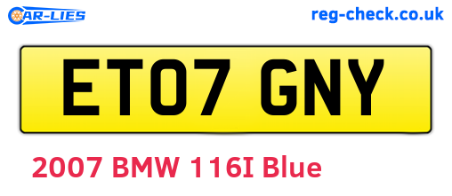 ET07GNY are the vehicle registration plates.