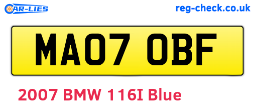 MA07OBF are the vehicle registration plates.