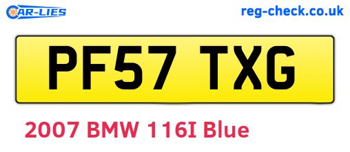 PF57TXG are the vehicle registration plates.