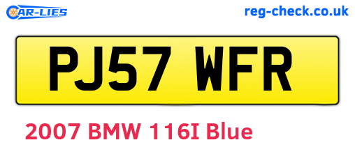 PJ57WFR are the vehicle registration plates.