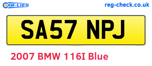 SA57NPJ are the vehicle registration plates.