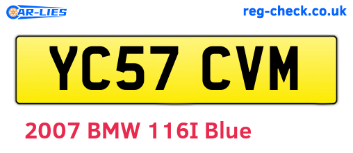 YC57CVM are the vehicle registration plates.