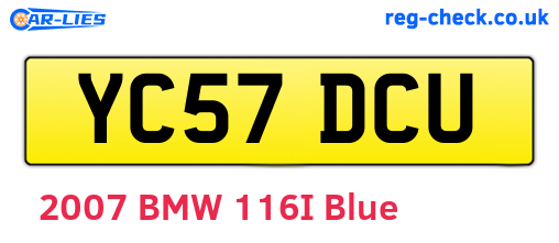 YC57DCU are the vehicle registration plates.