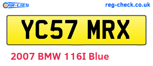 YC57MRX are the vehicle registration plates.