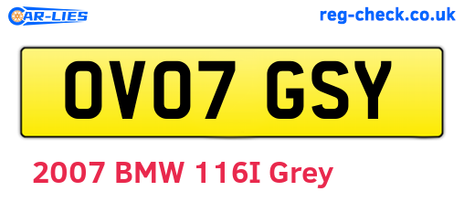 OV07GSY are the vehicle registration plates.