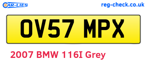 OV57MPX are the vehicle registration plates.
