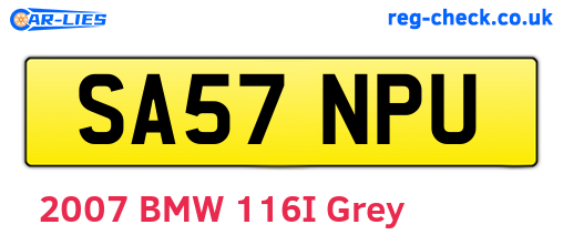 SA57NPU are the vehicle registration plates.