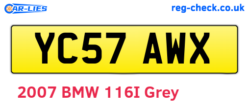 YC57AWX are the vehicle registration plates.