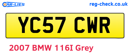 YC57CWR are the vehicle registration plates.