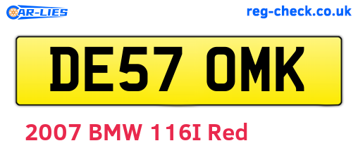 DE57OMK are the vehicle registration plates.