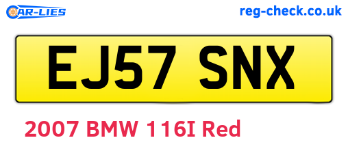 EJ57SNX are the vehicle registration plates.