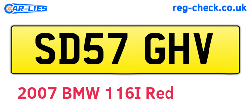 SD57GHV are the vehicle registration plates.