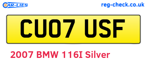 CU07USF are the vehicle registration plates.