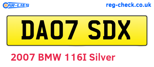 DA07SDX are the vehicle registration plates.