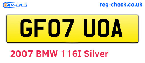GF07UOA are the vehicle registration plates.