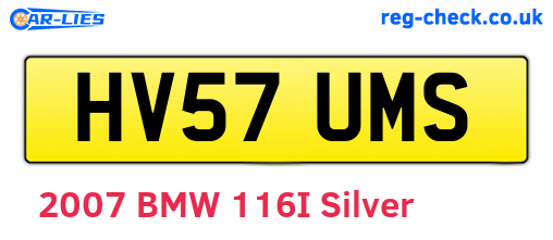 HV57UMS are the vehicle registration plates.